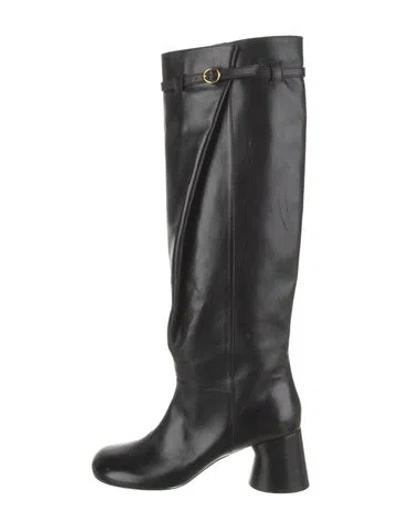 Pre-owned Khaite Leather Riding Boots In Black