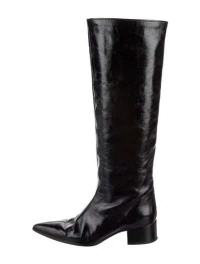 Pre-owned Khaite Leather Riding Boots In Black