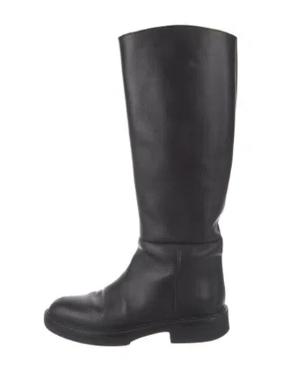 Pre-owned Khaite Leather Riding Boots In Black