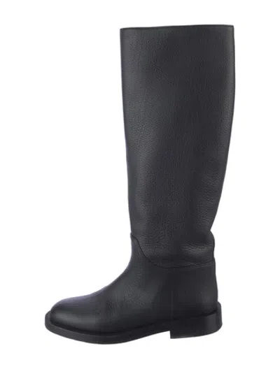 Pre-owned Khaite Leather Riding Boots In Black