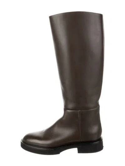 Pre-owned Khaite Leather Riding Boots In Brown