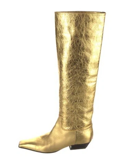Pre-owned Khaite Leather Riding Boots In Gold