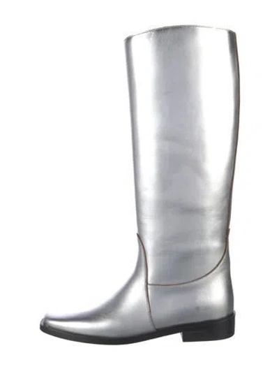 Pre-owned Khaite Leather Riding Boots In Silver