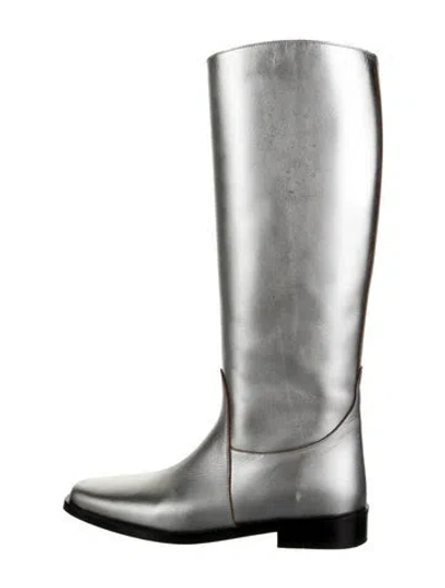 Pre-owned Khaite Leather Riding Boots In Silver
