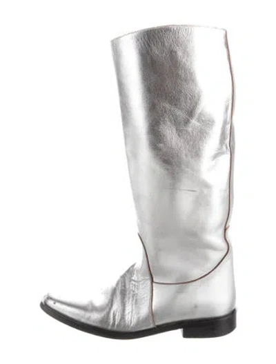 Pre-owned Khaite Leather Riding Boots In Silver