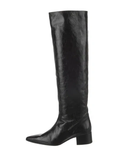 Pre-owned Khaite Leather Riding Boots W/ Tags In Black
