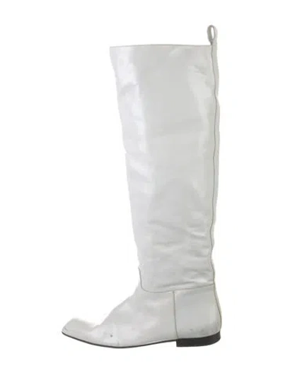 Pre-owned Khaite Leather Riding Boots In White