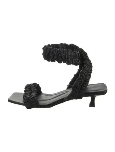 Pre-owned Khaite Leather Ruffle Embellishment Gladiator Sandals In Black