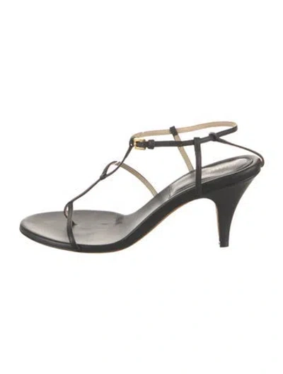 Pre-owned Khaite Leather Sandals In Black