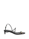 Khaite Loop Beaded Leather Sandals In Black Multi