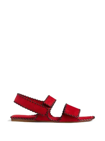 Khaite Leather Sandals In Red