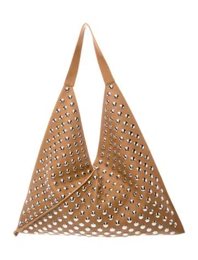 Pre-owned Khaite Leather Sara Studded Tote Large In Brown
