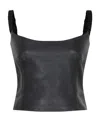 Khaite Leather Short Vest In Black