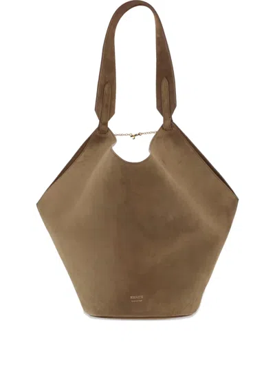 Khaite Lotus Smallleather Shoulder Bag In Brown