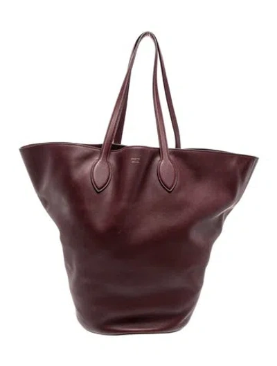 Pre-owned Khaite Leather Shoulder Bag In Burgundy