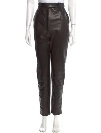 Pre-owned Khaite Leather Skinny Leg Pants In Black