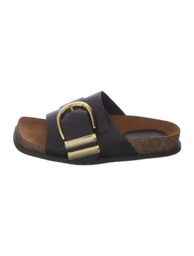 Pre-owned Khaite Leather Slides In Black