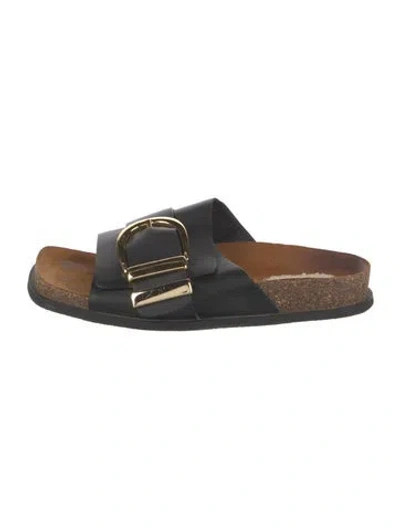 Pre-owned Khaite Leather Slides In Black