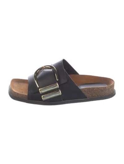 Pre-owned Khaite Leather Slides In Black