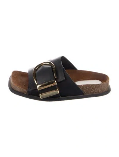 Pre-owned Khaite Leather Slides In Black