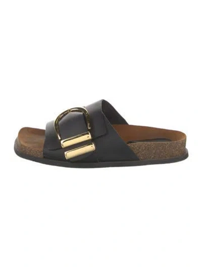 Pre-owned Khaite Leather Slides In Black