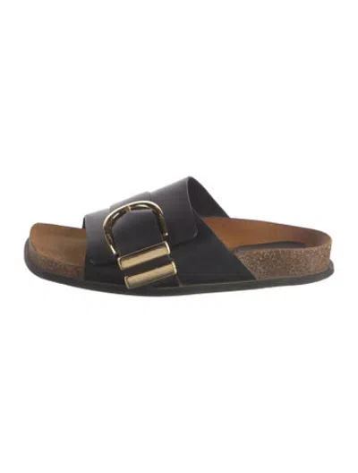 Pre-owned Khaite Leather Slides In Black