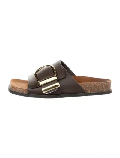 Pre-owned Khaite Leather Slides In Brown