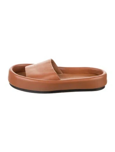 Pre-owned Khaite Leather Slides In Brown