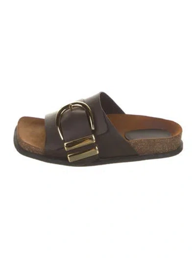 Pre-owned Khaite Leather Slides In Brown