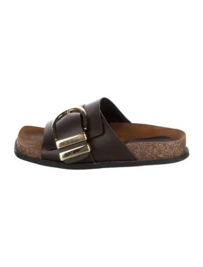 Pre-owned Khaite Leather Slides In Brown