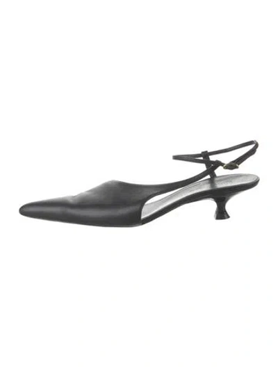 Pre-owned Khaite Leather Slingback Pumps In Black