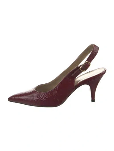 Pre-owned Khaite Leather Slingback Pumps In Burgundy
