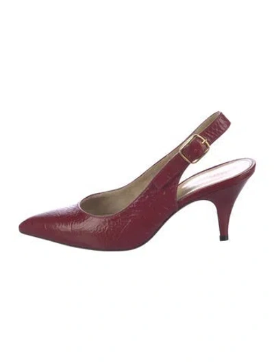 Pre-owned Khaite Leather Slingback Pumps In Burgundy