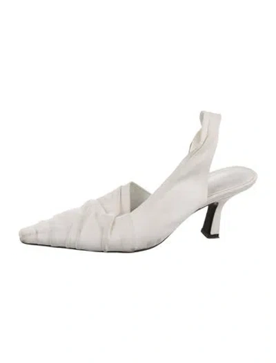 Pre-owned Khaite Leather Slingback Pumps In White