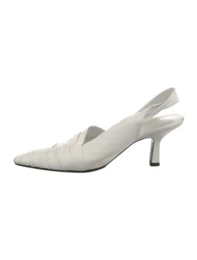Pre-owned Khaite Leather Slingback Pumps In White