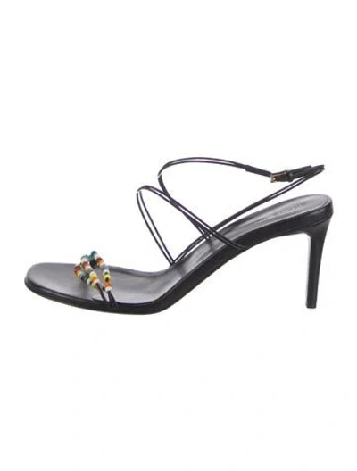 Pre-owned Khaite Leather Slingback Sandals In Black