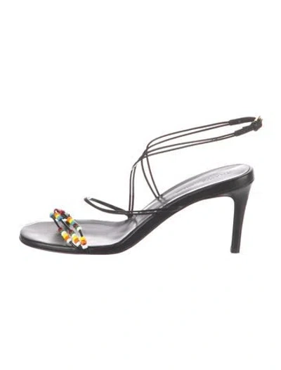 Pre-owned Khaite Leather Slingback Sandals In Black