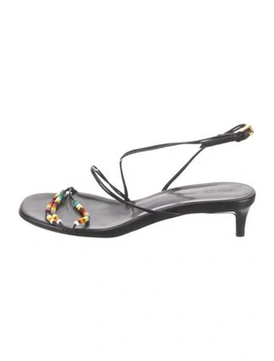 Pre-owned Khaite Leather Slingback Sandals In Black