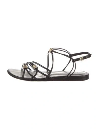 Pre-owned Khaite Leather Slingback Sandals In Black