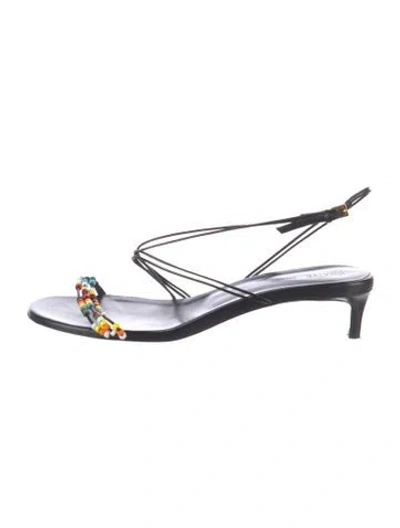 Pre-owned Khaite Leather Slingback Sandals In Black