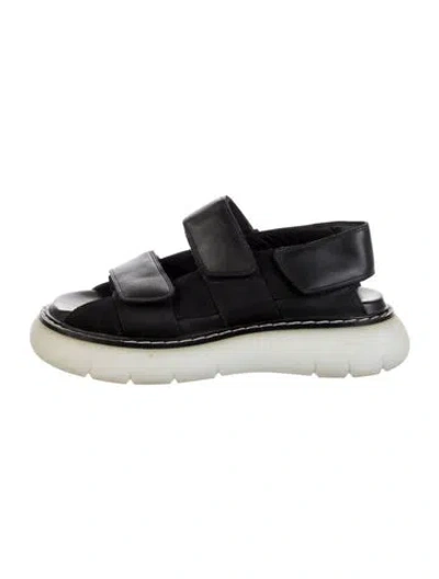 Pre-owned Khaite Leather Slingback Sandals In Black