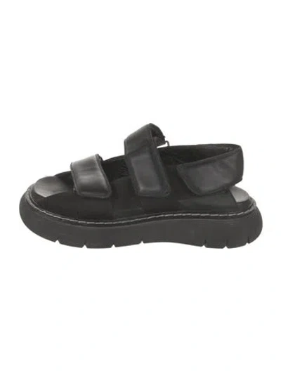 Pre-owned Khaite Leather Slingback Sandals In Black
