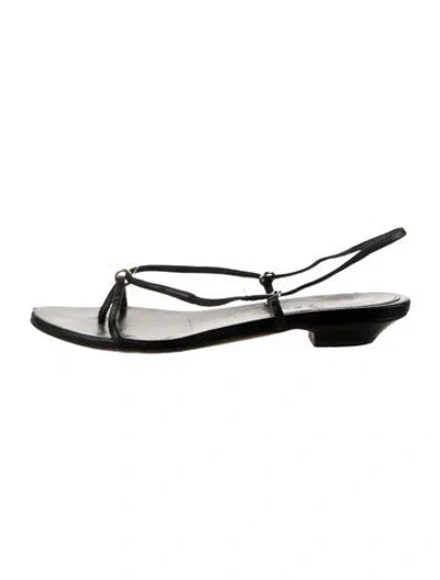 Pre-owned Khaite Leather Slingback Sandals In Black