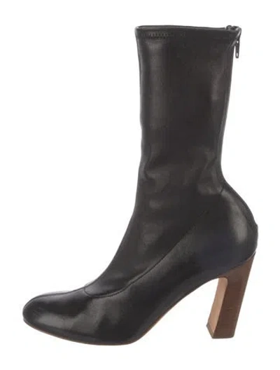 Pre-owned Khaite Leather Sock Boots In Black