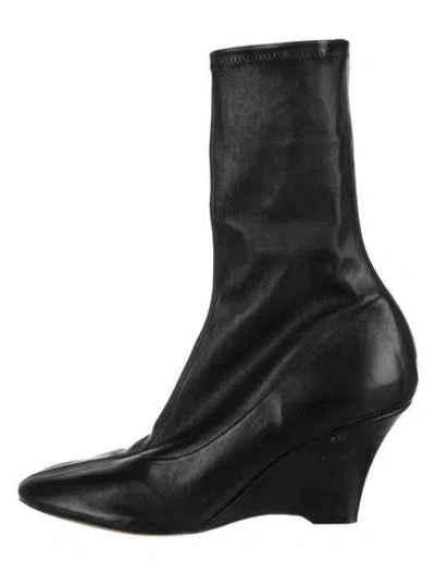 Pre-owned Khaite Leather Sock Boots In Black