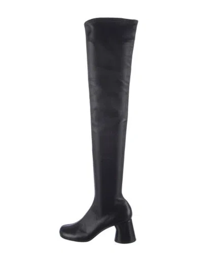 Pre-owned Khaite Leather Sock Boots In Black