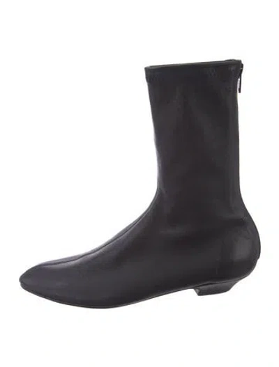 Pre-owned Khaite Leather Sock Boots In Black