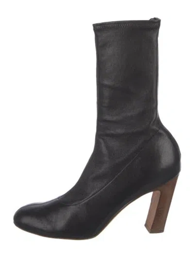 Pre-owned Khaite Leather Sock Boots In Black