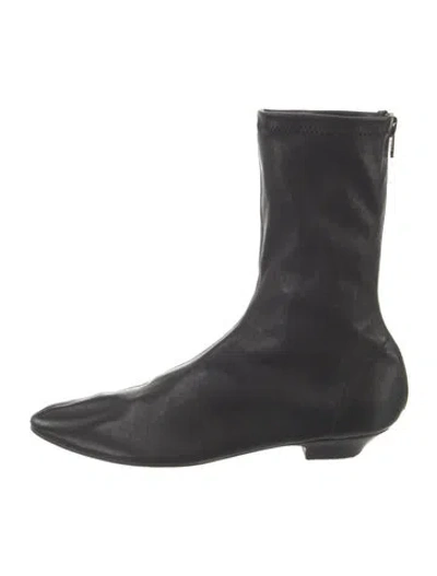 Pre-owned Khaite Leather Sock Boots In Black