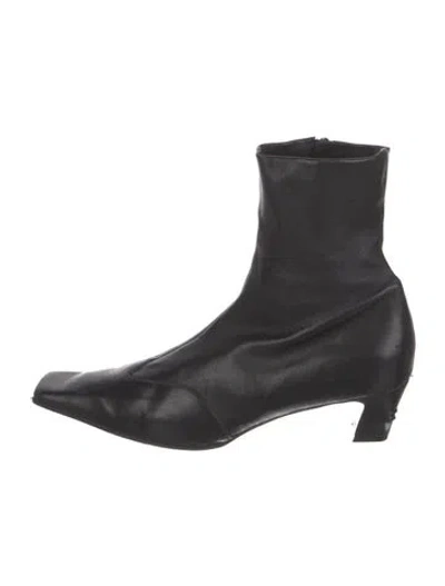 Pre-owned Khaite Leather Sock Boots In Black